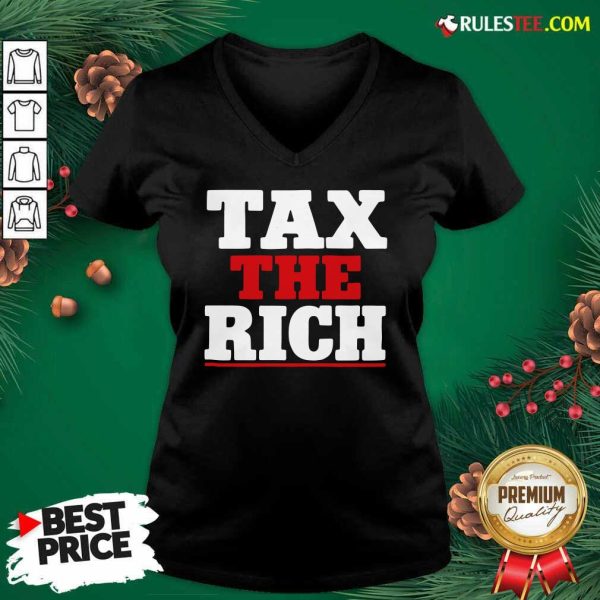 Tax The Rich Red White V-neck - Design By Rulestee.com
