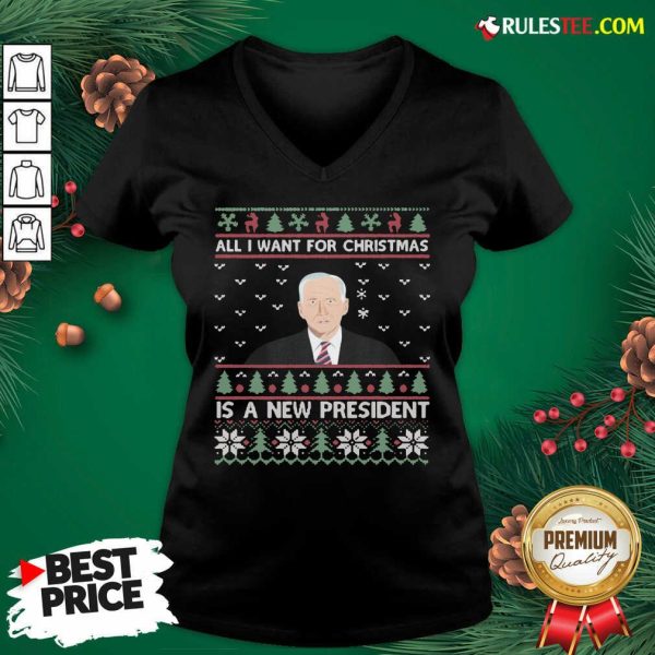 Nice Joe Biden All I Want For Christmas Is A New President Ugly Christmas V-nexk - Design By Rulestee.com