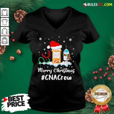 Nurse Santa Vaccine Merry Christmas #CNA Crew V-neck - Design By Rulestee.com