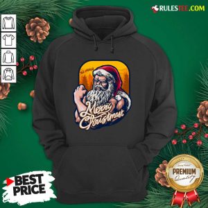 Nice Xmas Strong Cool Santa Claus Merry Christmas With Background Tree Hoodie - Design By Rulestee.com