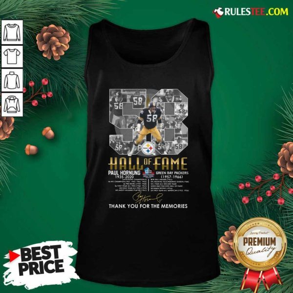 Hall Of Fame 58 Paul Hornung 1935 2020 Thank You For The Memories Signature Tank Top - Design By Rulestee.com