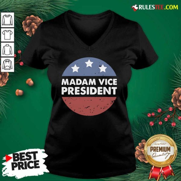 Madam Vice President Election Stars Circle Vintage V-neck - Design By Rulestee.com