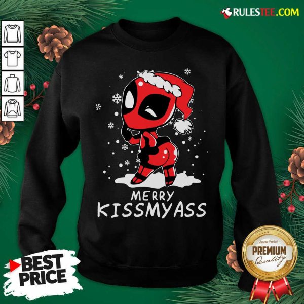 Original Cute Santa Deadpool Merry Kiss My Ass Christmas Sweatshirt - Design By Rulestee.com
