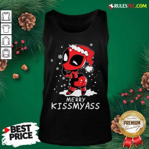 Original Cute Santa Deadpool Merry Kiss My Ass Christmas Tank Top - Design By Rulestee.com