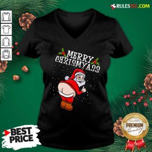 Perfect Christmas Santa Claus Naked Ass Merry Christmass V-neck - Design By Rulestee.com