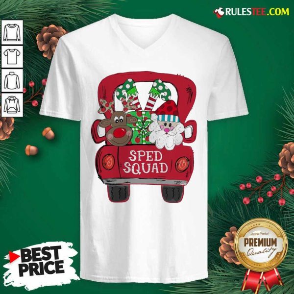 Reindeer Snd Santa Claus Sped Squad Christmas V-neck - Design By Rulestee.com