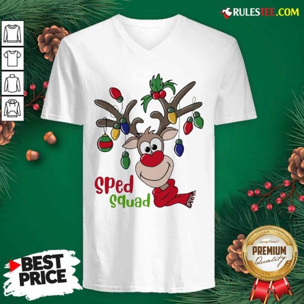 Reindeer Sped Squad Christmas V-neck - Design By Rulestee.com