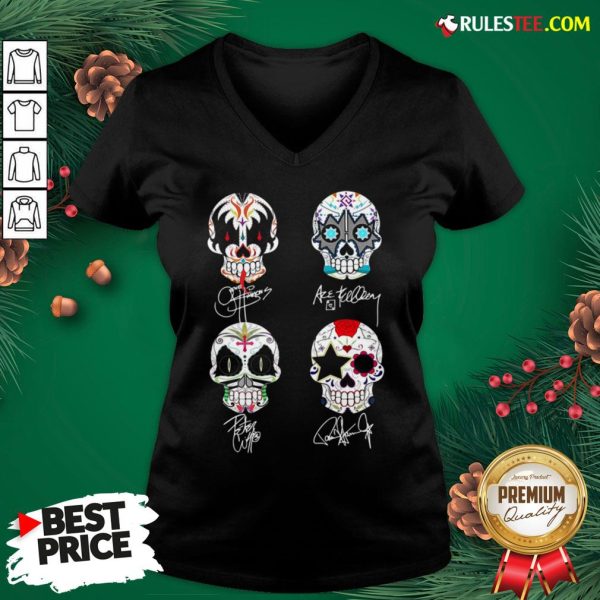 Perfect Sugar Skull The Space Ace The Demon The Catman The Starchild Signatures V-neck - Design By Rulestee.com