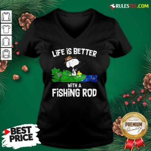 Life Is Better With A Fishing Rod V-neck- Design By Rulestee.com