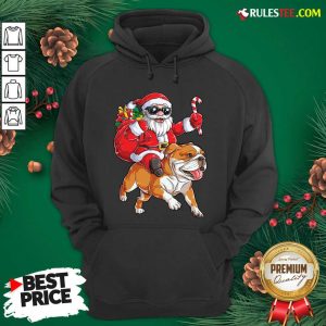 Santa Claus Riding Bulldog Merry Christmas Hoodie - Design By Rulestee.com
