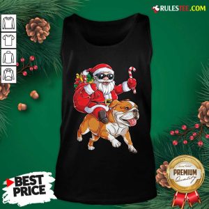 Santa Claus Riding Bulldog Merry Christmas Tank Top - Design By Rulestee.com