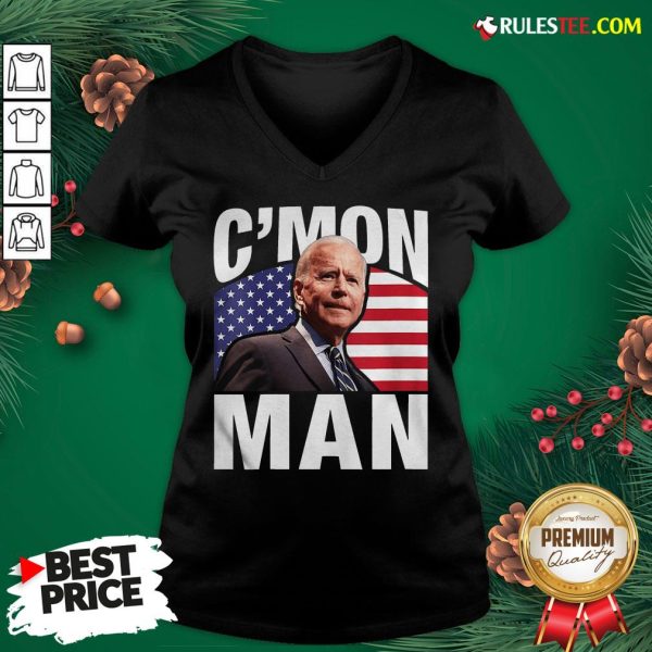 Pretty Cmon Man Joe Biden American Flag V-neck - Design By Rulestee.com