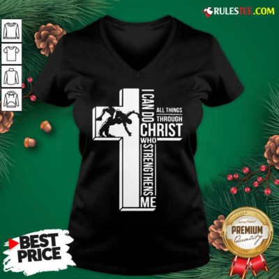 Cross I Can Do Christ Who Strengthens Me V-neck - Design By Rulestee.com