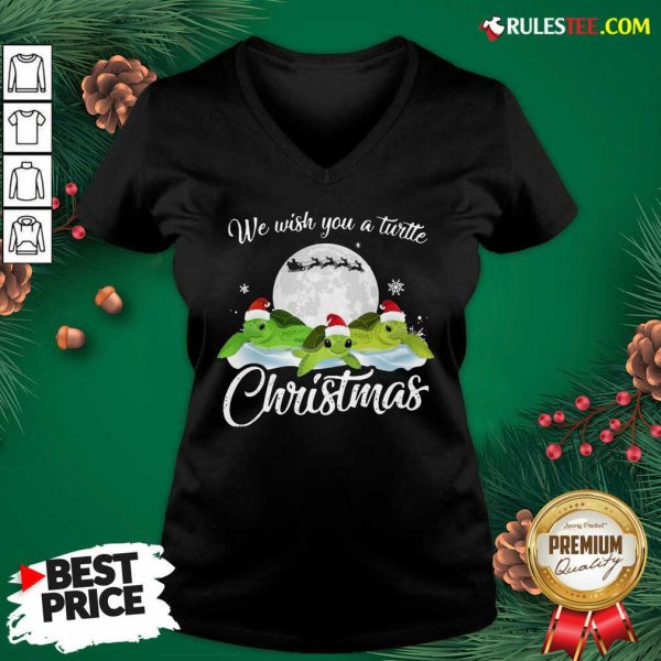 Turtles Santa We Wish You A Turtle Christmas V-neck - Design By Rulestee.com