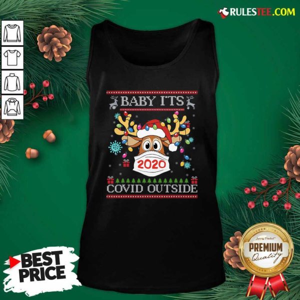 Baby It’s Covid Outside Reindeer Wear Mask 2020 Lights Christmas Tank Top - Design By Rulestee.com