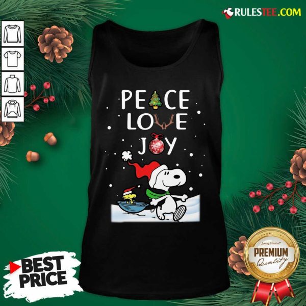 Top Peanuts Snoopy Peace Love Joy Christmas Tank Top - Design By Rulestee.com