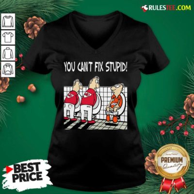 You Can’t Fix Stupid Funny Kansas City Chiefs NFL V-neck- Design By Rulestee.com