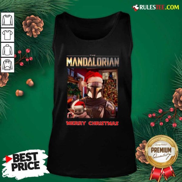 Star Wars The Mandalorian And Baby Yoda Merry Christmas Tank Top - Design By Rulestee.com