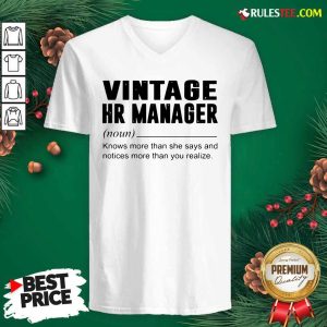 Vintage Hr Manager Noun Knows More Than She Says V-neck - Design By Rulestee.com