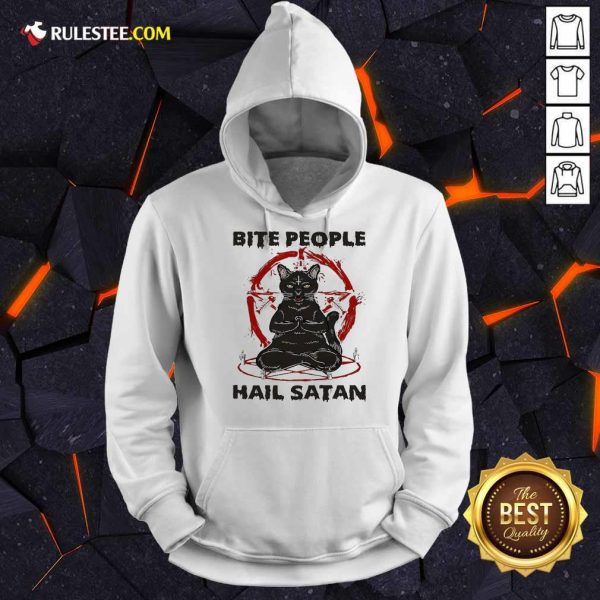Black Cat Bite People Hail Satan Hoodie - Design By Rulestee.com