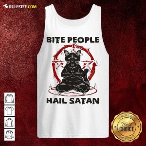 Black Cat Bite People Hail Satan Tank Top - Design By Rulestee.com