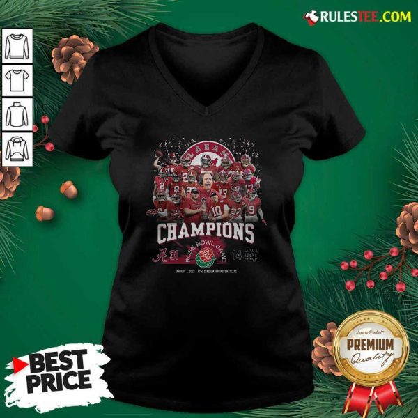 Alabama Crimson Tide Football Champions Rose Bowl Game V-neck - Design By Rulestee.com