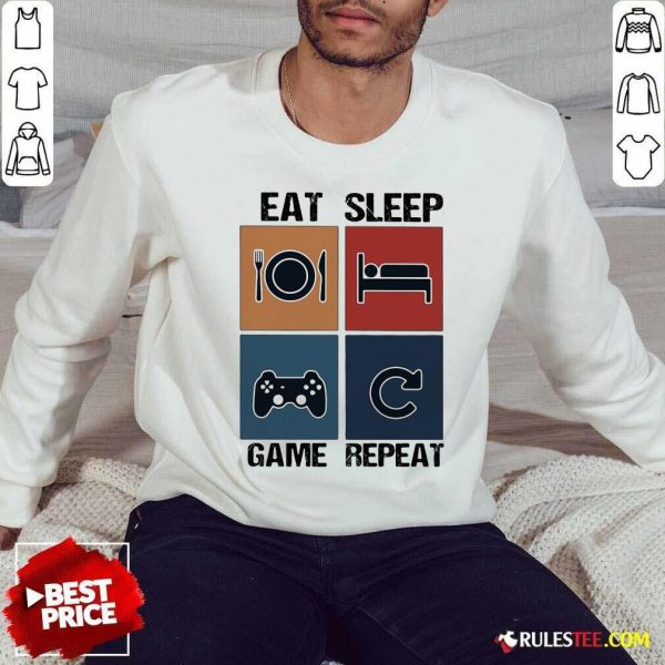 Eat Sleep Game Repeat Vintage Sweatshirt - Design By Rulestee.com