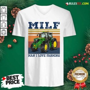 Milf Man I Love Farming Vintage V-neck - Design By Rulestee.com