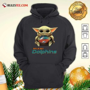 Baby Yoda Hug Miami Dolphins Football Hoodie - Design By Rulestee.com