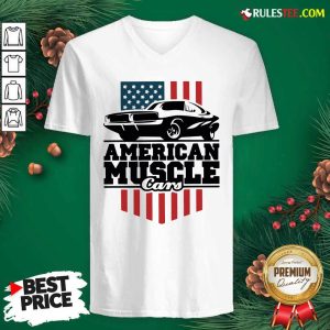 American Muscle Cars Flag V-neck - Design By Rulestee.com