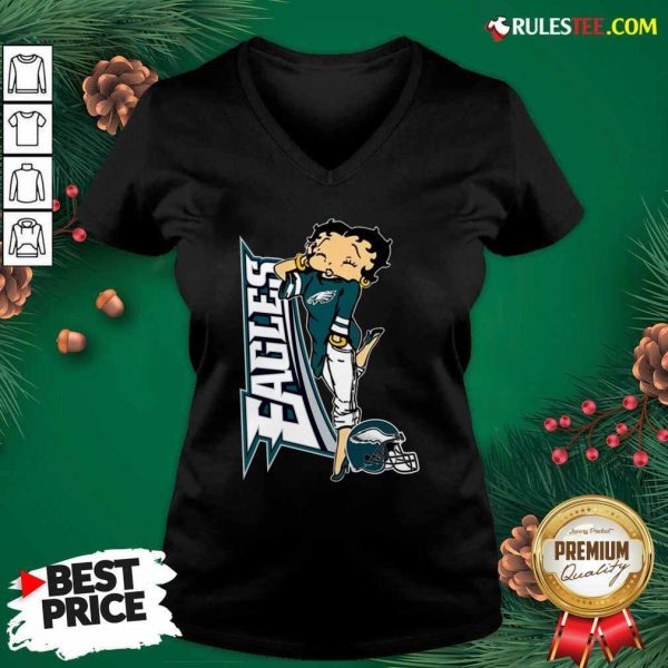 Betty Boop Philadelphia Eagles Football V-neck - Design By Rulestee.com