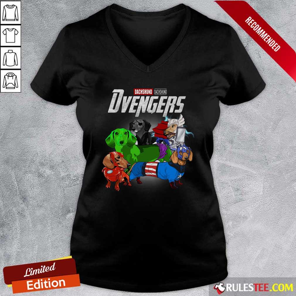 Dachshund Marvel Avengers Dvengers V-neck - Design By Rulestee.com
