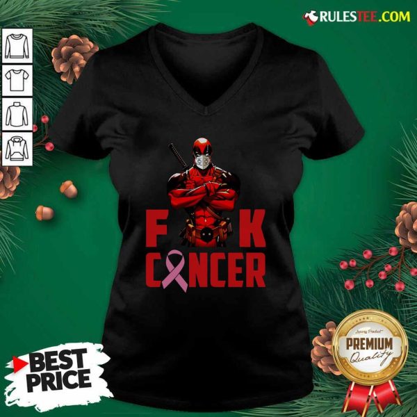 Deadpool Fuck Cancer V-neck- Design By Rulestee.com