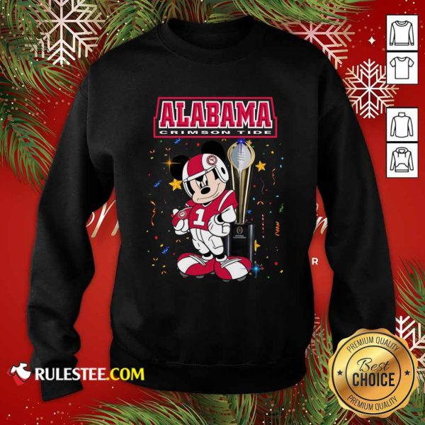 Mickey Mouse And Cup Alabama Crimson Tide Sweatshirt - Design By Rulestee.com