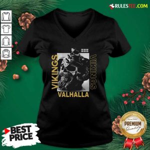 Vikings Yule Valhalla V-neck - Design By Rulestee.com