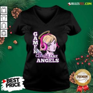 Gamer Girls Are Angels V-neck - Design By Rulestee.com