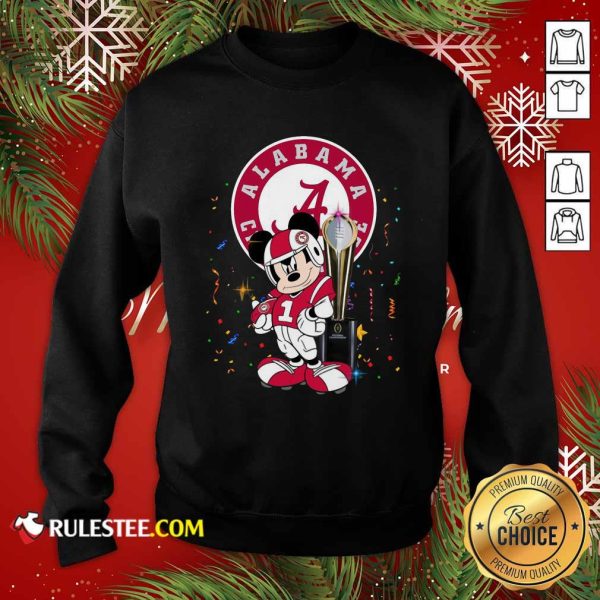 Mickey Mouse And Cup Alabama Crimson Tide Football Sweatshirt - Design By Rulestee.com