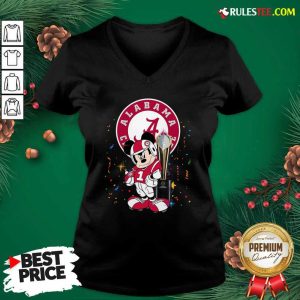 Mickey Mouse And Cup Alabama Crimson Tide Football V-neck - Design By Rulestee.com
