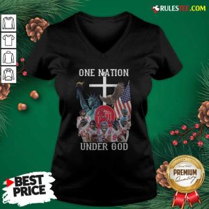 One Nation Under God Ole Miss Football American Flag V-neck - Design By Rulestee.com