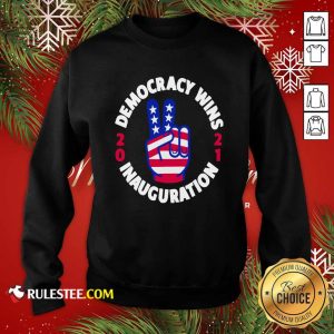 Democracy Wins Inauguration Biden Harris 2021 Hand American Flag Sweatshirt- Design By Rulestee.com