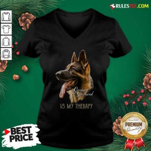 German Shepherd Is My Therapy V-neck - Design By Rulestee.com
