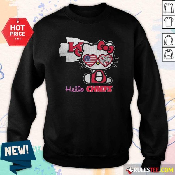 Hello Kitty Hello Kansas City Chiefs With American Flag 2021 Sweatshirt- Design By Rulestee.com