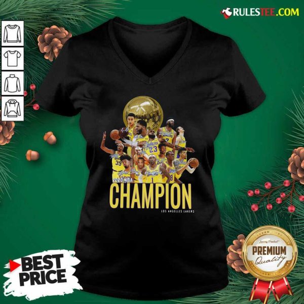 Los Angeles Lakers Champion 2020 NBA Signatures V-neck - Design By Rulestee.com