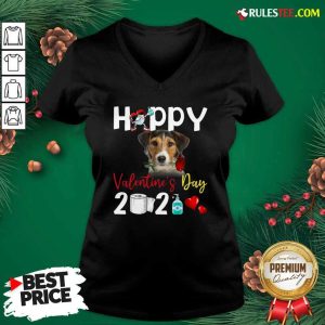 Fox Terrier Happy Valentines Day With Toilet Paper 2021 V-neck- Design By Rulestee.com