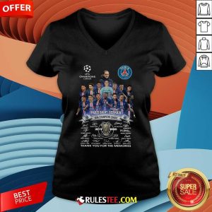 Paris Saint Germain UEFA Champions League 2019 2020 Thank You For The Memories Signatures V-neck - Design By Rulestee.com