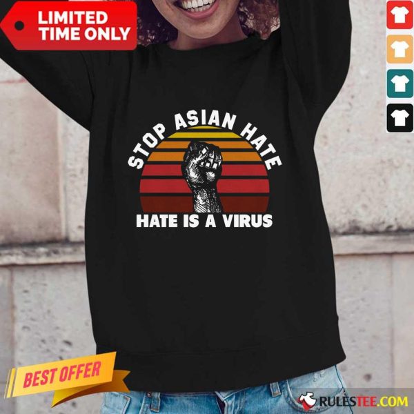 Confident Stop Asian Hate Virus Vintage Long-sleeved