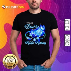 Hot I Wear Blue Rose And Butterfly For Autism Awareness Shirt