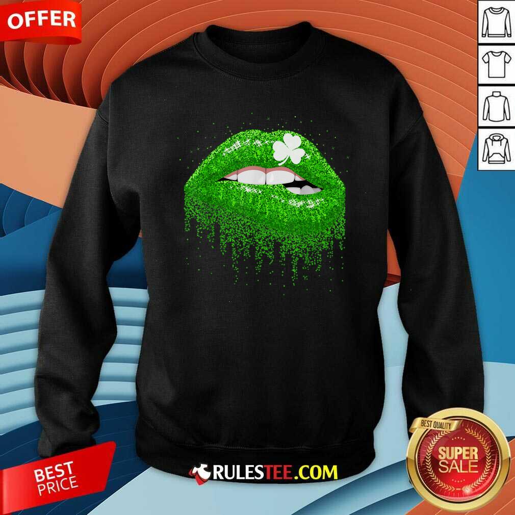 Irish Green Lip Patricks Day Sweatshirt - Design By Rulestee.com