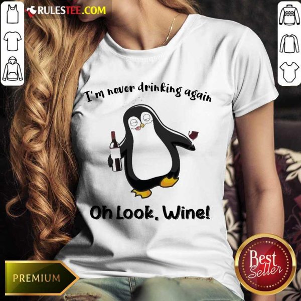 Nice Penguins Drinking Wine Great 4 Ladies Tee