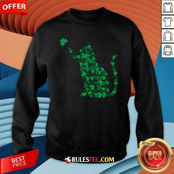 Happy Saint Patricks Day Shamrock Cat Sweatshirt- Design By Rulestee.com